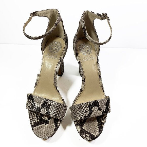 VINCE CAMUTO Sathina Snakeskin Embossed Leather High Heel Sandals 7.5M - Picture 2 of 10